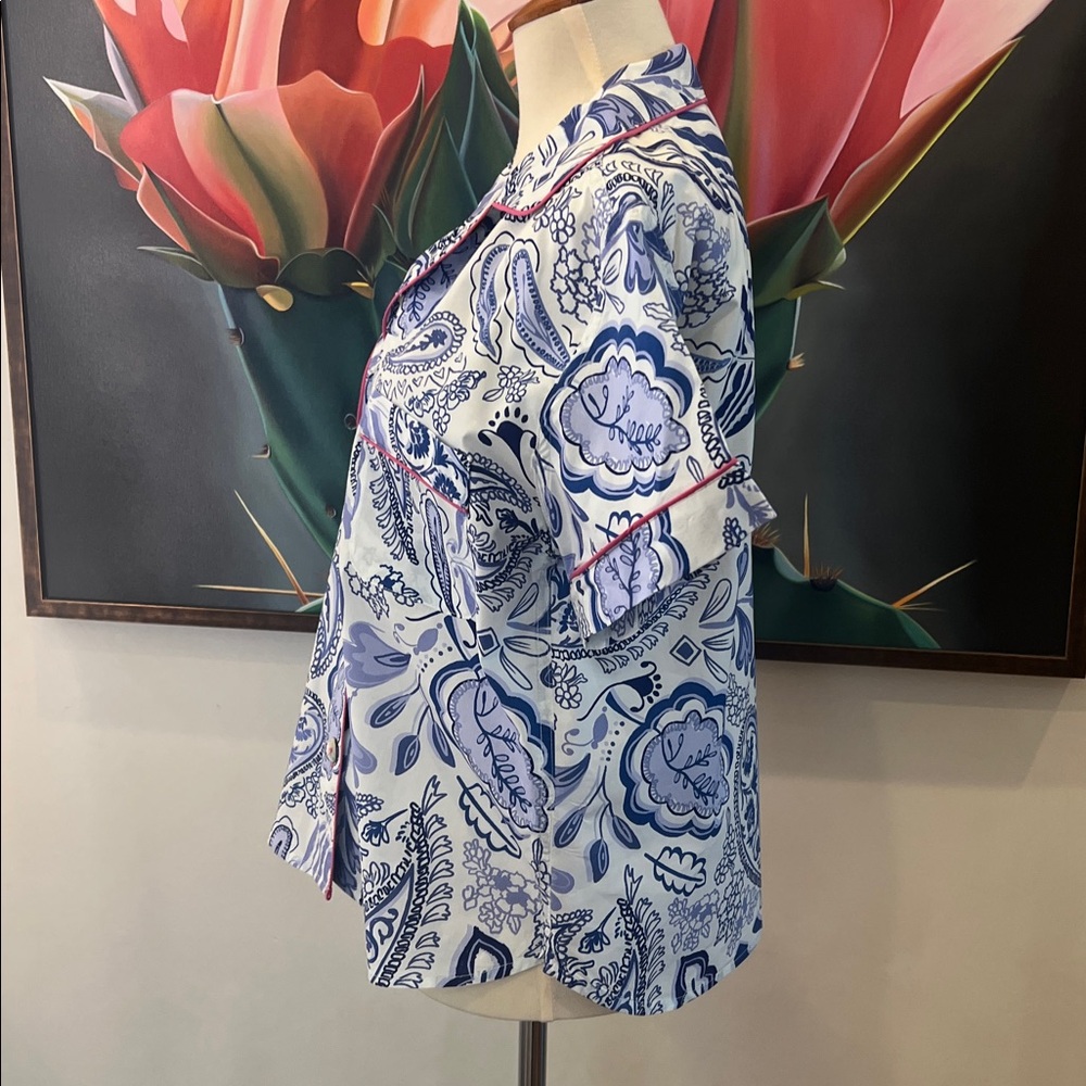 Women's Blue Paisley Pajama Set - Picture 4 of 12